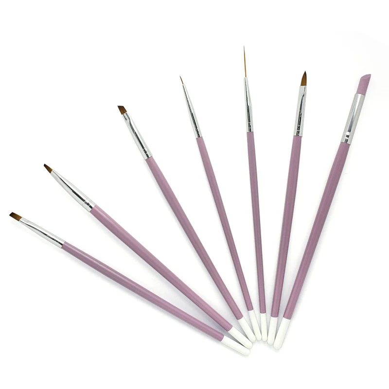 7 шт набор кистей для ногтей УФ градиентное покрытие гелем лайнер акриловая ручка для рисования кутикулы толкатель маникюрный набор инструментов CJ666