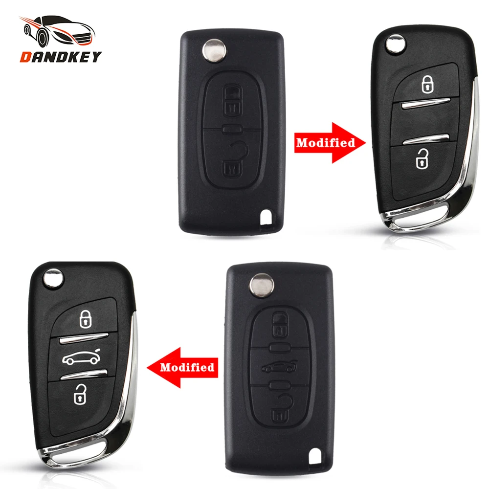 Dandkey 10 шт. модифицированный дистанционный ключ чехол для peugeot 107 207 307 307S 308 407 607 для ключ Citroen 2/3 кнопки CE0523
