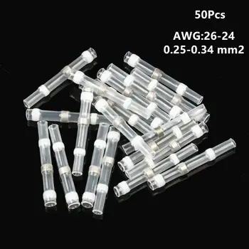 

50PCS White Heat Shrink Soldering Sleeve Terminals Insulated Waterproof Butt Wire Connectors Electrical Wire Soldered Terminals