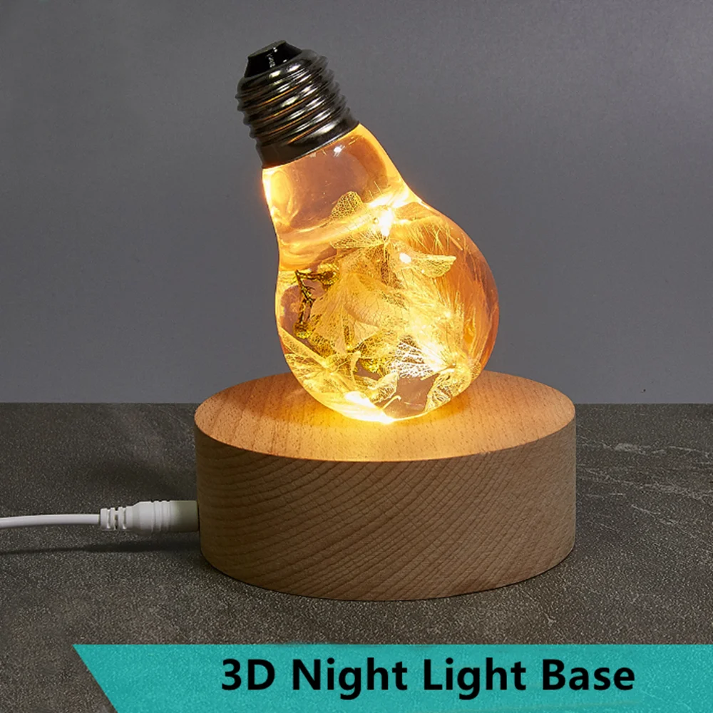 

Handicraft Small Table Lamp Creative Wooden Crystal Led Small Night Lamp Base Gift Lamp Ornament Luminous Base Bedroom Baby Room