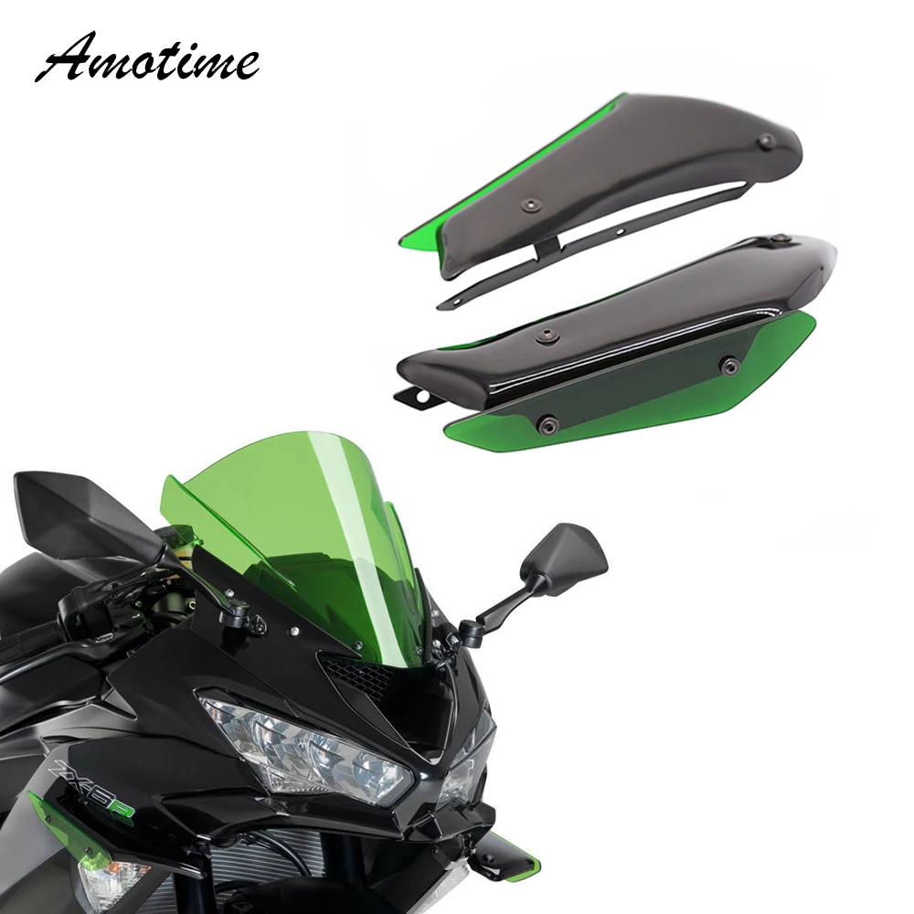 DOWNFORCE SPOILERS Aerodynamic Wing Kit Fixed Winglet Fairing Wing FOR KAWASAKI ZX-6R ZX 6R ZX-10R  2016-2019