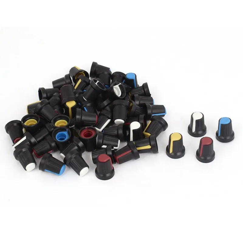 

Knurled Sleeve 6mm Hole Potentiometer Volume Control Knob Cap 60 Pcs