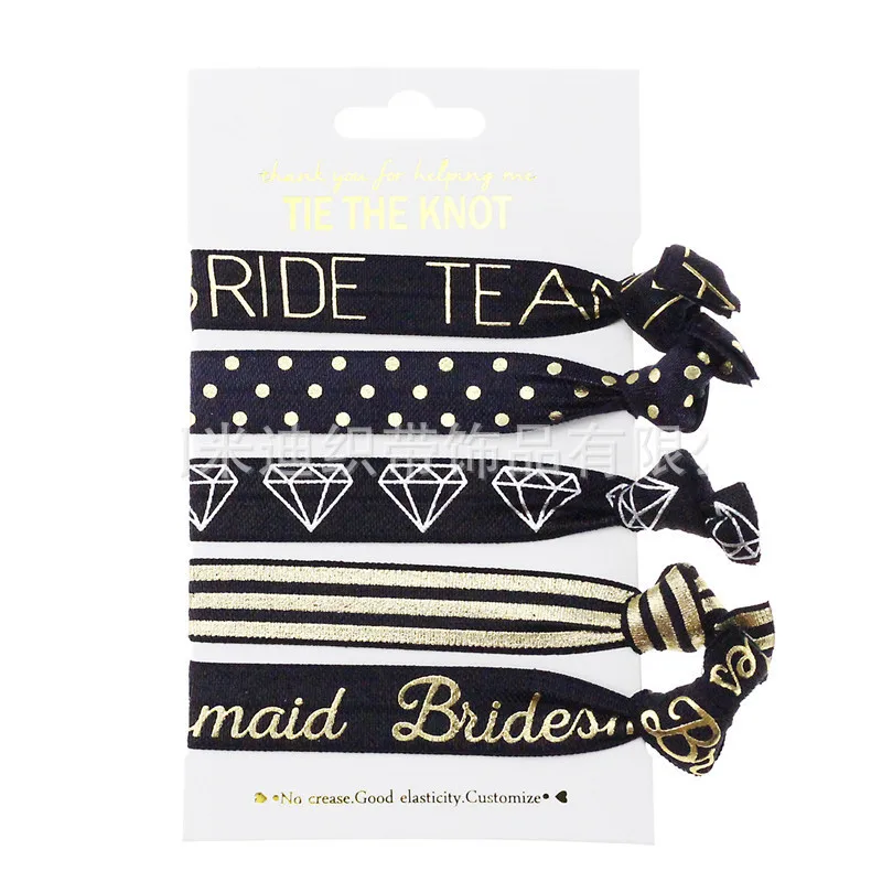 7PCS Team Bride Bridesmaid Gifts Hair Tie Wristband Bracelet Bachelorette Hen Party Wedding Bridal Shower Decoration HL46 (2)