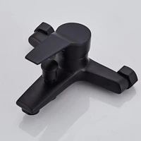 ก๊อกน้ําอ่างอาบน้ําทองเหลือง 2 ฟังก์ชั่น Outlet ติดผนังอาบน้ําก๊อกน้ํา TAP สีดําสําเร็จรูป 3