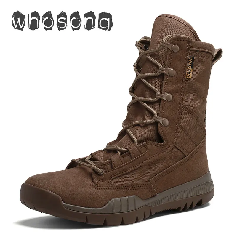 

New Men Military Boots Black Breathable Canvas Ultra light Desert Shoes Men Casual Combat Ankle Boots Tactical Army Boots Homme