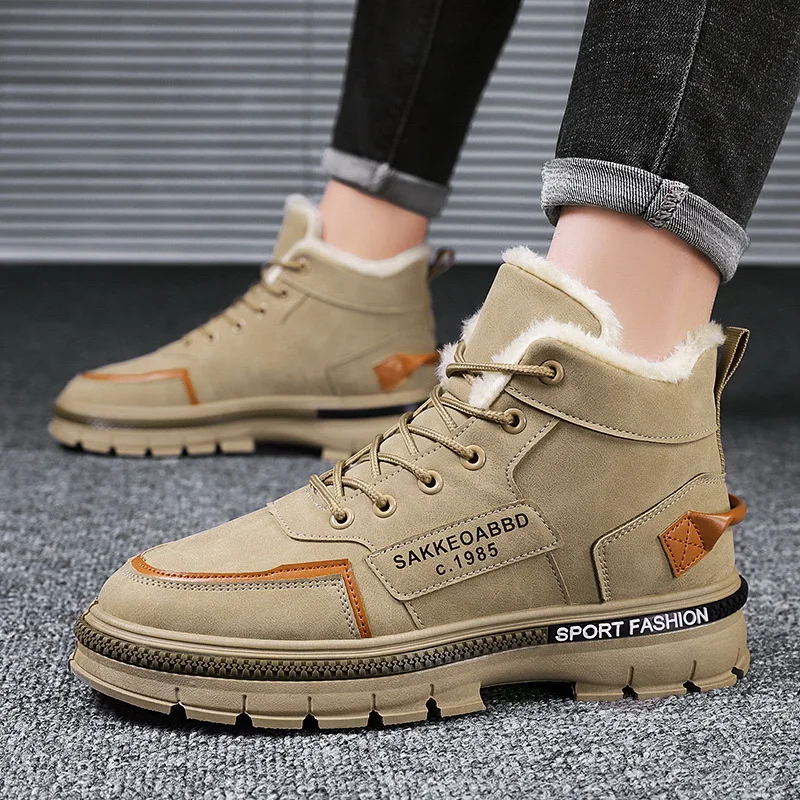 Men Boots Men's Winter Shoes Fashion Snow Plus Size Sneakers Ankle Black Blue Footwear |