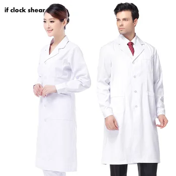 

High quality Unisex White Medical Coat Medical Services Long-sleeve Uniform pharmacist Nurse work Clothing white Lab Coats Gown