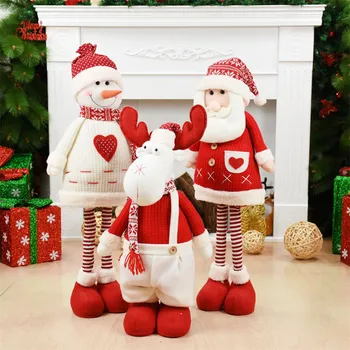 

Retractable Standing Figures Toy Santa Claus Snowman Elk Doll Christmas Decorations for Home Office Mall Xmas Decor Navidad Mesa