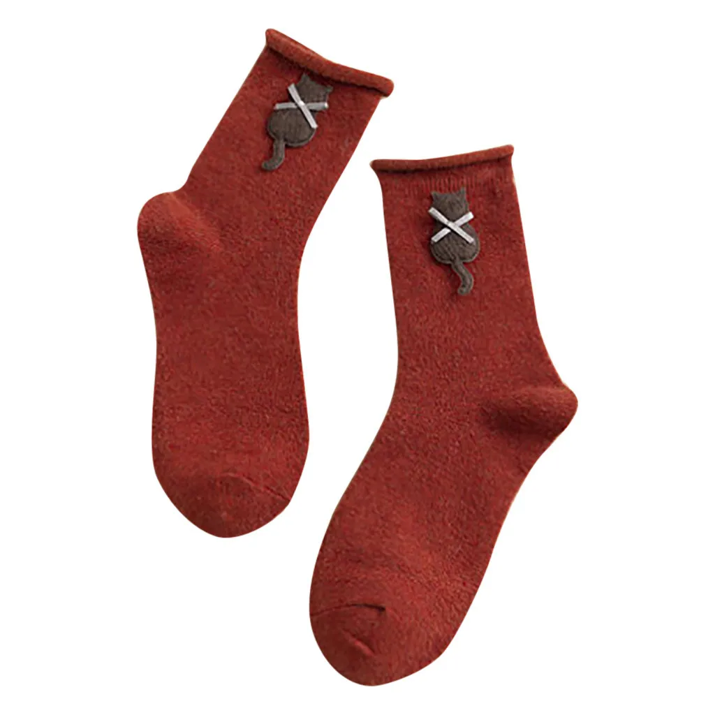 5 пар Модный мультяшный медведь шитье шерсть сплошной цвет хлопок керлинг креативный высокое качество теплые хлопковые чулки