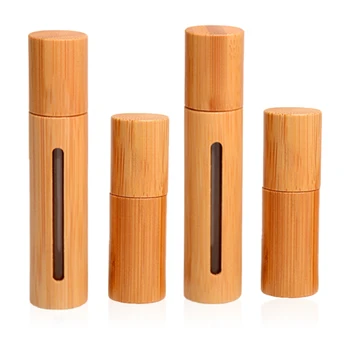 

5ml 10ml Natural Bamboo Refillable Empty Essential Oil Perfume Fragrance Scent Steel Roller Ball Bottle for Home Travel Salon