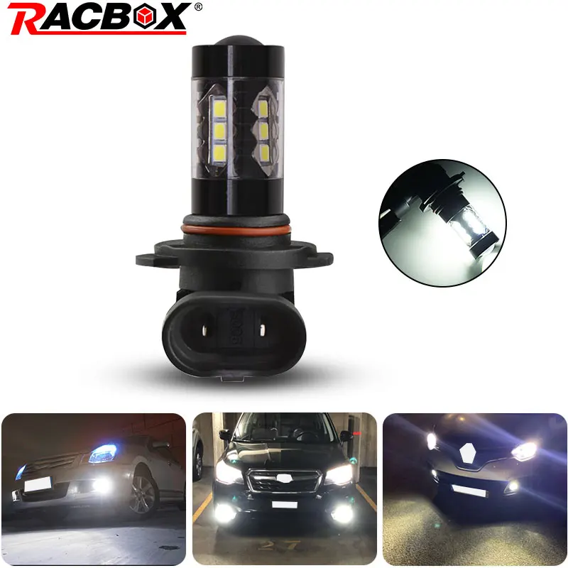 Racbox 2x9005 HB3 9006 HB4 Автомобильный светодиодный противотуманный светильник, лампы высокой мощности, чипы DRL 6000 K, белый автомобильный головной светильник, светильник для вождения, противотуманные лампы