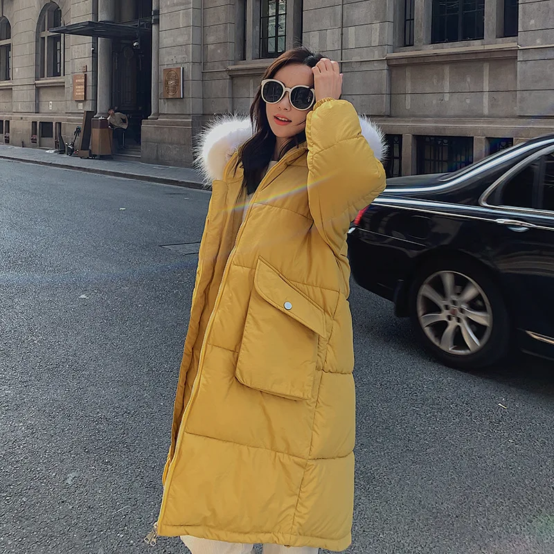 X-Long Женская зимняя куртка с хлопковой подкладкой, теплые плотные пальто большого размера, модная новинка, парка, женские куртки - Цвет: Цвет: желтый