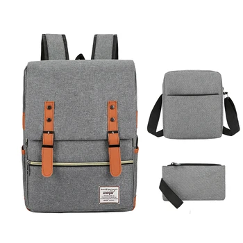

Man 3 Pcs/Set Travel Backpack New Casual Outdoor Multifunctional USB Computer Backpack Men's Shoulder Bag Teenager Bookbag