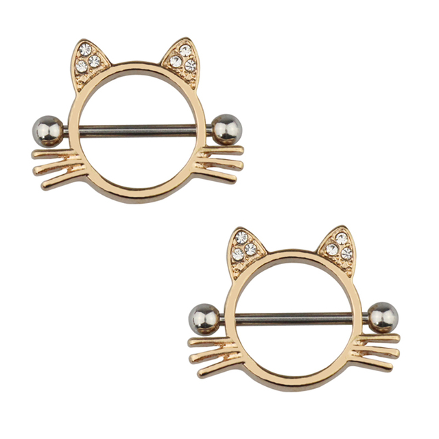 Rabbit Nipple Ring Piercing Barbell Shield Bar Rings Surgical Steel Sexy Adult Game for Women Breast Body Jewelry Gift 14G
