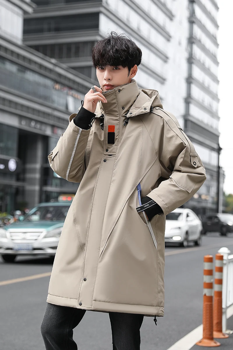 

2019 long hooded down jacket men's Japanese Slim Korean warm coat