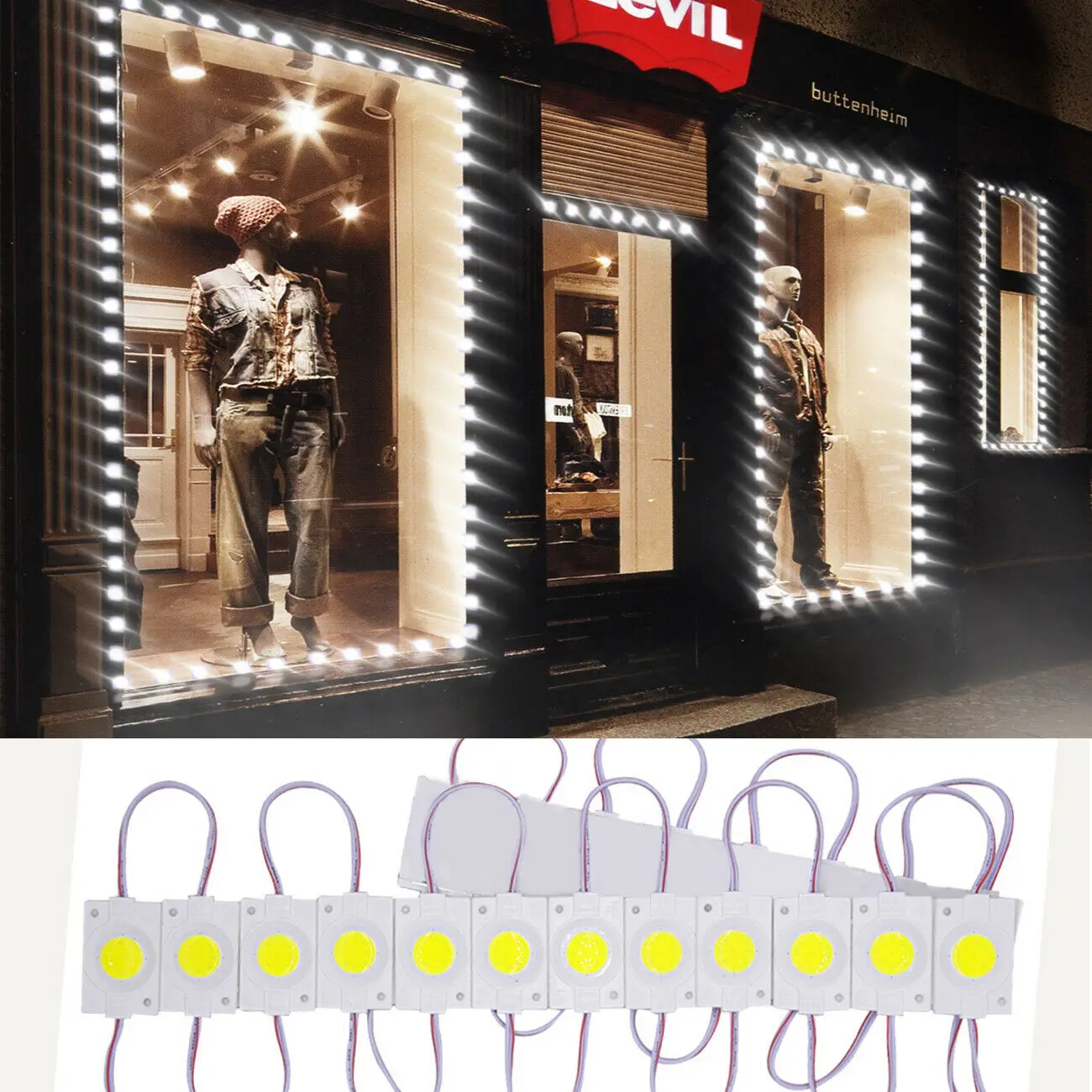 20pcs Led Module 12V COB Light Advertisement Design Sign Backlight Shop Banner Waterproof IP65 White Red Green Blue Yellow Pink