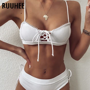 

RUUHEE Sexy Bikini Women Swimwear Swimsuit Push Up Bathing Suit Hollow Out Bikini Set Bandage Female Beachwear Summer Biquini