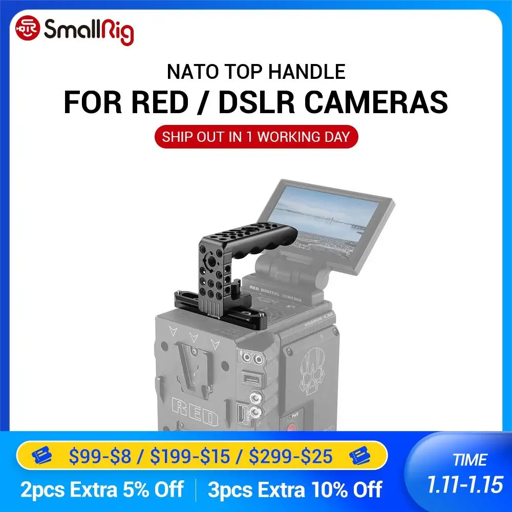 Ручка SmallRig для цифровой зеркальной камеры с верхней ручкой NATO красной DSMC2 ручная