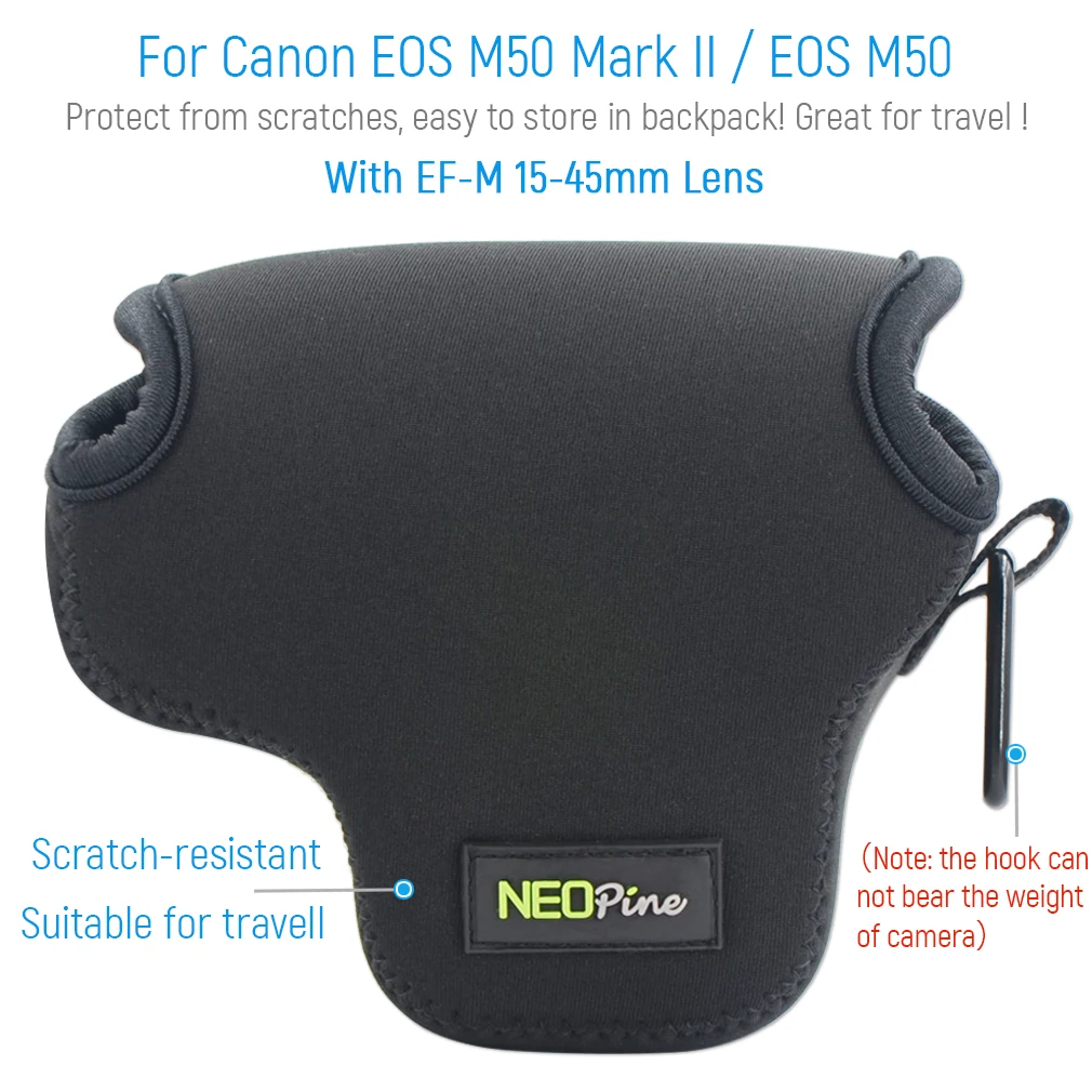Cleaning Cloth QSL-EOS M50-10 First2savvv Neoprene Camera Case Bag for Canon EOS KISS M,Canon EOS M50 M5 with EF-M 15-45mm Lens 