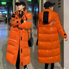 FAKUNTN   Long Down  New Women WinterParka Coat Jacket With Hood Female Loose Casual Thick Warm Zipper Coat Winproof Vintage