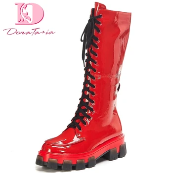 

Doratasia 2020 leisure patent leather brand design cool mid-calf Boots Woman Shoes Women Non-slip motorcycles Boots female