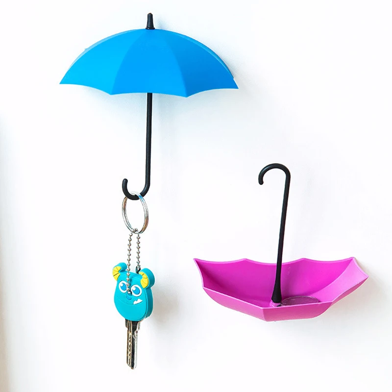 

3pcs/lot Multifunction Umbrella Shaped Key Hanger Rack Home Decorative Holder Wall Hooks For Kitchen Bathroom Accessories gadget