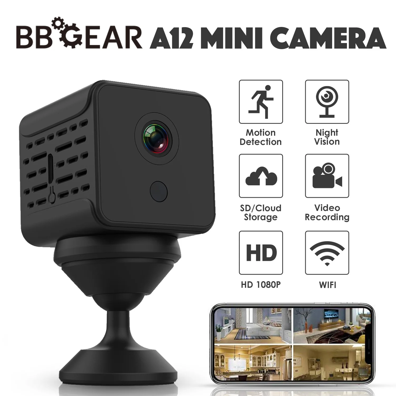 

1080p Mini Home Security Camera A12 Magnetic Wireless Wifi Camcorder Night Version Motion Detection Remote Alarm Baby Monitor
