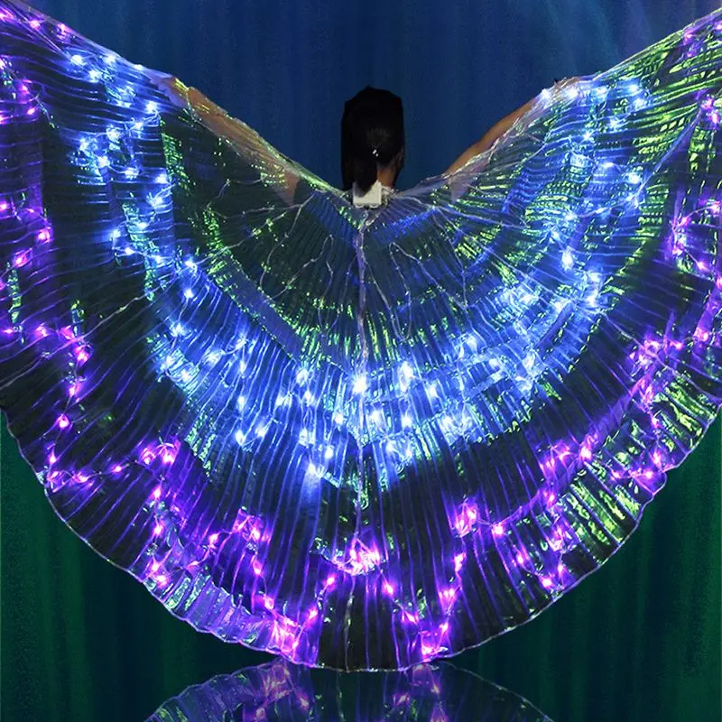 

New Hot! LED Luminous Wings 36 Color Luminous Dance Performances Props 12-pointed Star Belly Dance LED Colored Wings Batteries