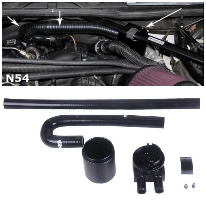 

For BMW 1set Double Baffled Oil Catch Can With High-Temperature 3-Ply Silicone Hoses For N54 135i 335i 535i