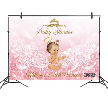 

Royal Princess Baby Shower Backdrop for Birthday Little Princess Angel Newborn Photography Background Photo Booth Banner Decor