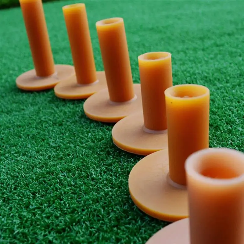 

54mm High Brown Golf Tees TPR Rubber Holder Tee Range Driving Practice Mat for Golf Golfer Training Aids Accessory