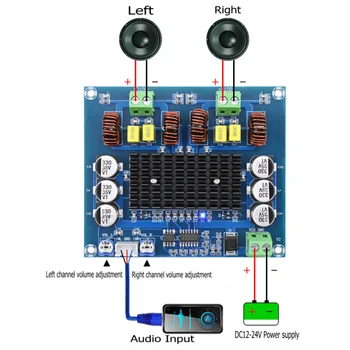 

XH-A303 Upgraded version Preset op amp TPA3116D2 Digital power amplifier board TPA3116 Stereo 120W+120W Audio Amplifier plate