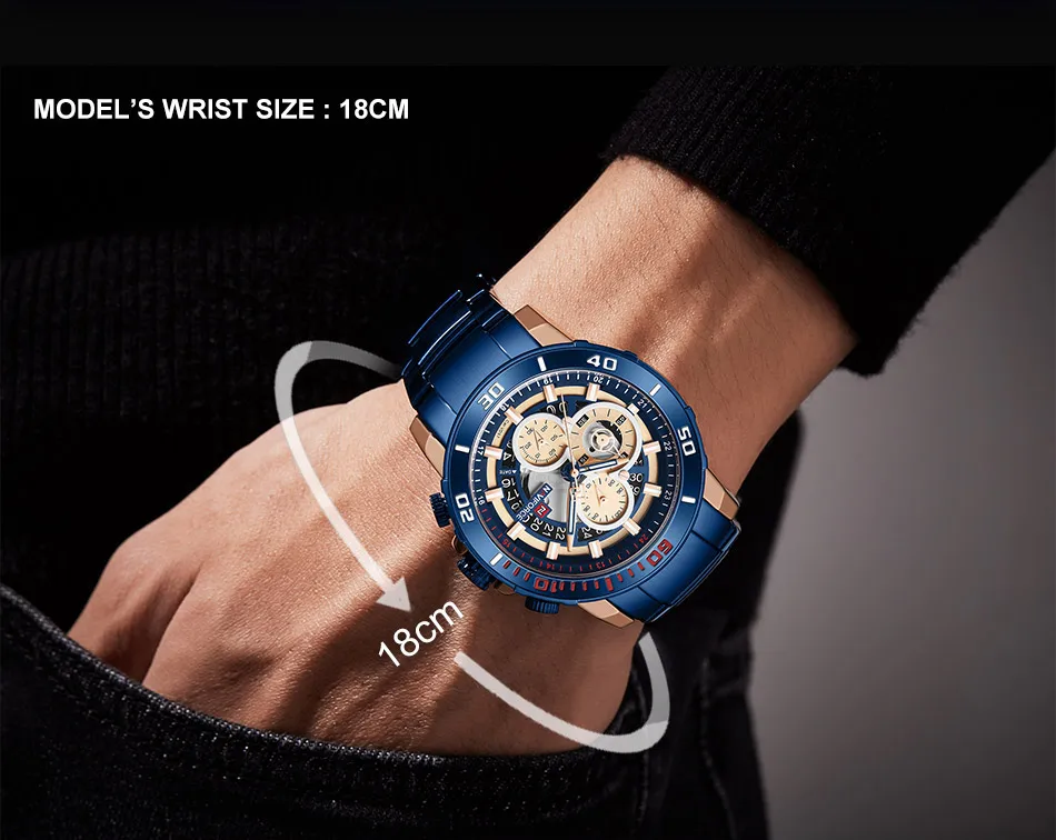NAVIFORCE Бизнес спортивные часы Для мужчин высокое качество, модные, с хронографом, кварцевые часы для джентльмена Нержавеющая сталь браслет часы подарки