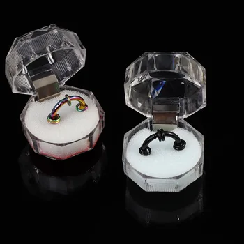 

4*4cm Crystal Acrylic Portable Transparent Rings Earring Display Box Wedding Jewelry Package Box Ring Organizer Storage Box