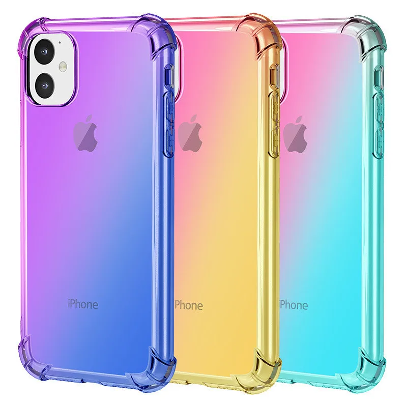 

Fashion Gradient color phone case For iPhone 11 Pro Xs Max Shockproof silicone soft cover For iPhone11 X XS XR 7 8 Plus Cases