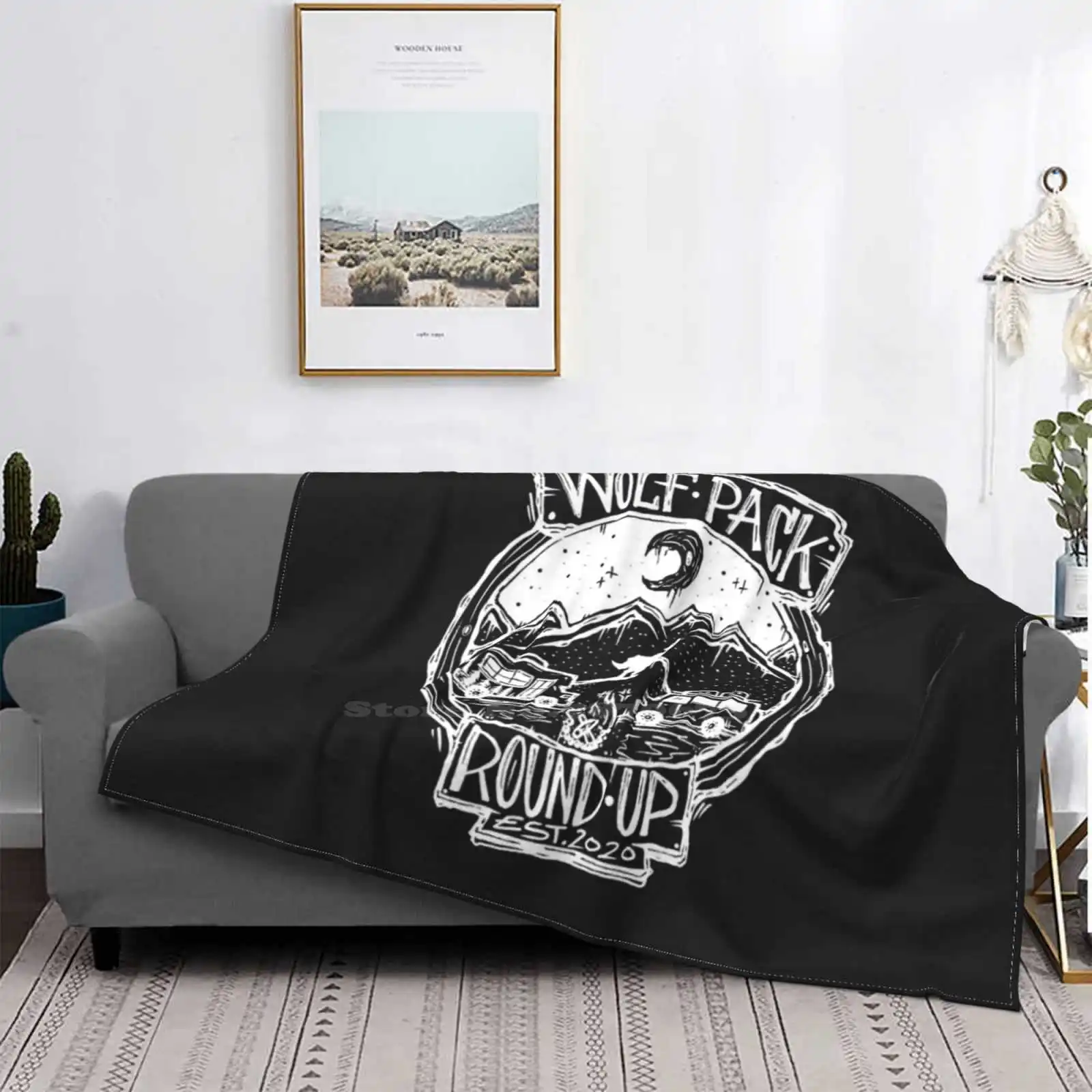 Wol Round Up White Logo Nuova Vendita Stampa Personalizzata Flanella Morbida Coperta Wolf Pack Round Up Roundup Roundup
