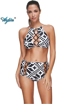 

Ayliss Women Sexy Front Cross Belt Strap Swimwear Swimsuit Big Sizes Bikini Swimwear