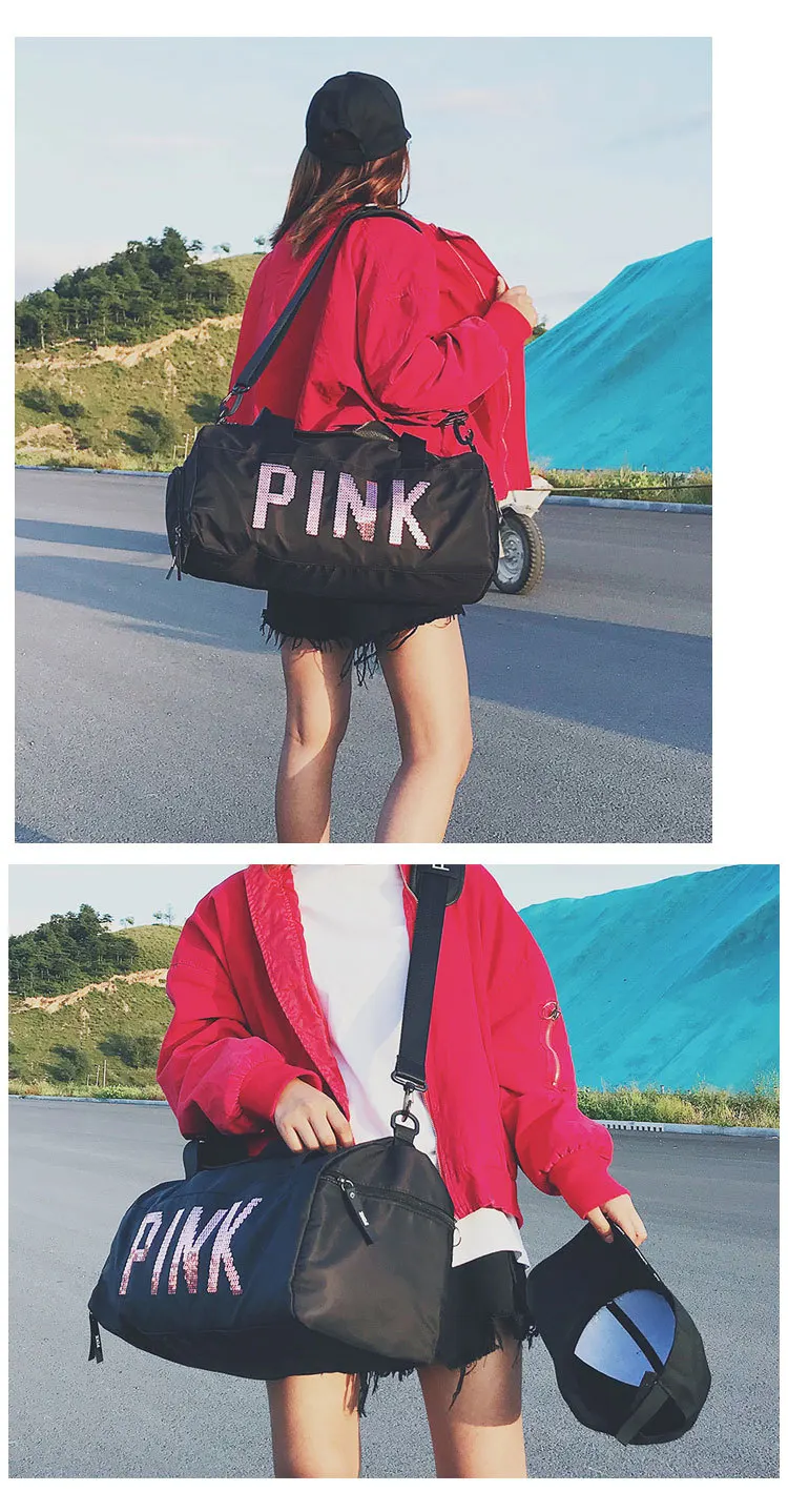 Водонепроницаемая сумка для йоги, фитнеса, мужская и женская сумка для занятий фитнесом, дорожная сумка с розовыми блестками, сумки на плечо с обувью, мужская сумка