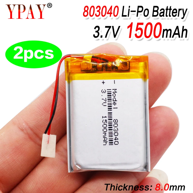 2шт Высокое качество 3 7 V 803040 1500mAh литий-ионный полимерный литиевый аккумулятор
