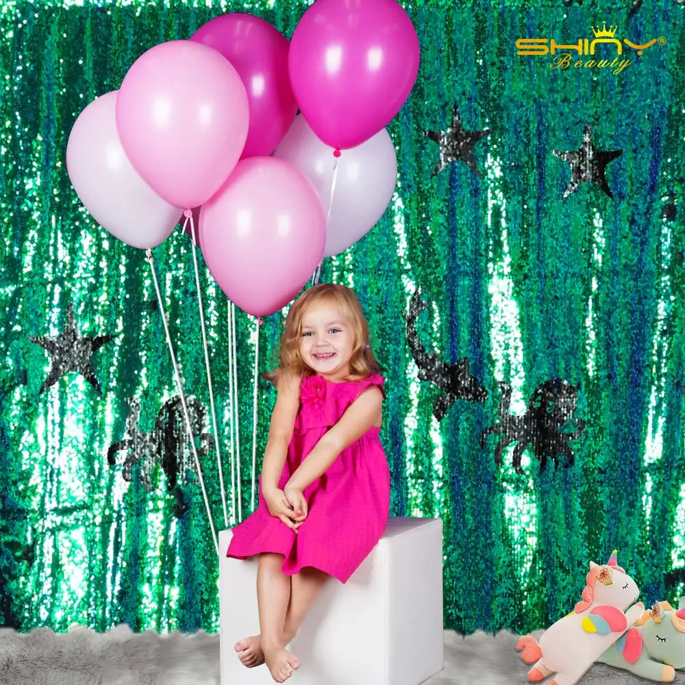 

Iridescent Green to Black Backdrop Curtain Shimmer Sequin Fabric Photography Backdrop Sequin Curtains for Wedding/Party-M0115