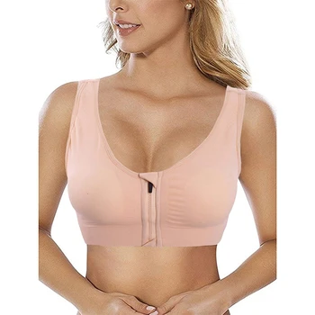 

Burvogue Women's Zipper Bra Front Closure Seamless Fitness Bra Underwear Racerback Bras Workout Padded Push Up Wirefree Bras