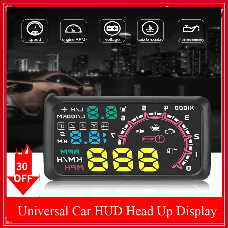 Universal 5.5 Inch Car HUD Head Up Display OBDII Interface 5.5" KM/h & MPH Speed Warning System on-board computer OBDii