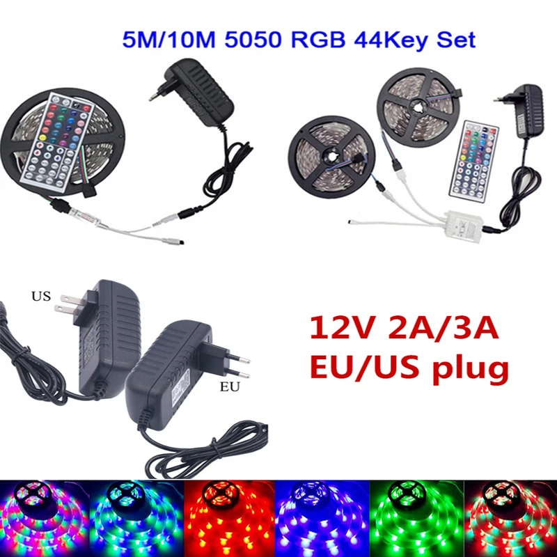Светодиодный светильник RGB 5050 12 В светодиодный 5 м 10 водонепроницаемый с