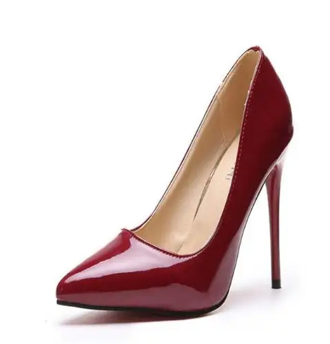 Tacones/обувь женские туфли-лодочки на высоком каблуке 11 см; пикантные женские свадебные туфли с острым носком; Talon Femme черные туфли на каблуке; большие размеры 35-44 - Цвет: Бордовый