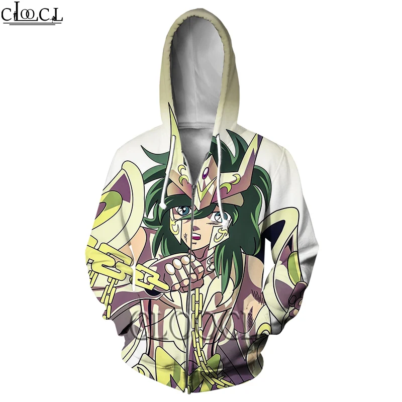 

CLOOCL Fashion Zipper Hoodies Anime The Knights of The Zodiac Saint Seiya 3D Print Mens Women Casual Streetwear Harajuku Tops