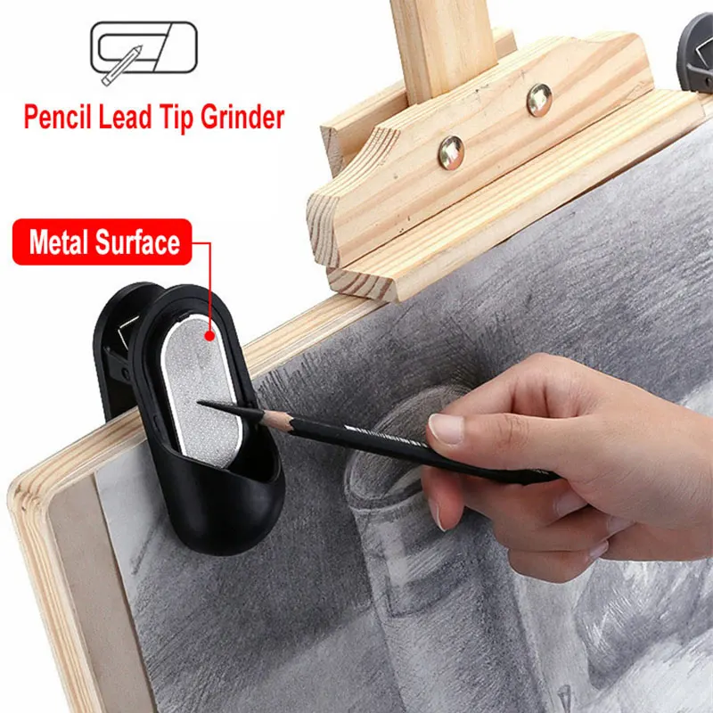 Multifunction Art Sketch Pencil Graphite Charcoal Carbon Stick Rod Sharpener Grinder With Easel Clip For Drawing Paper Holder