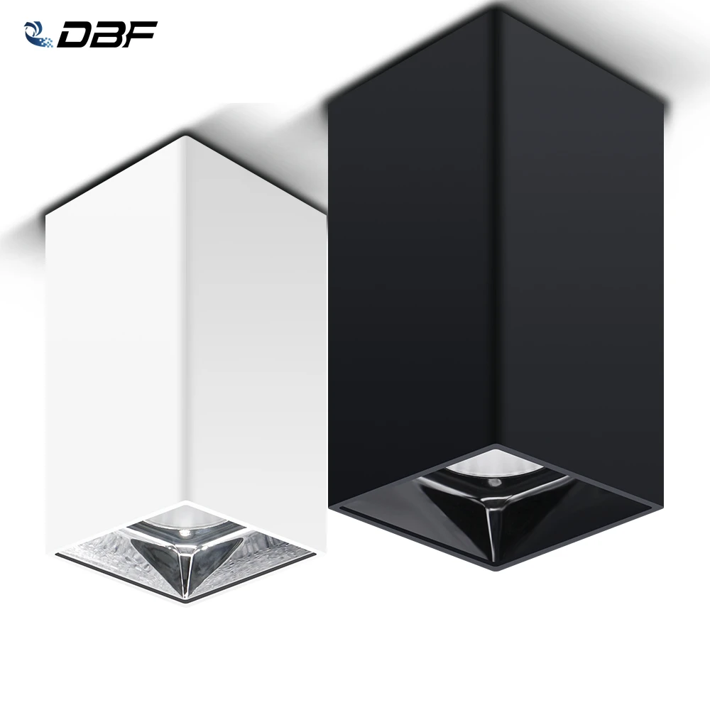 

[DBF]Square LED Ceiling Light with Shining Reflector 15W 20W LED Ceiling Spot Lamp AC90-265V Black/White Housing Kitchen Bedroom