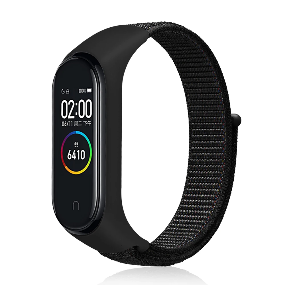 Нейлоновый ремешок для xiaomi mi band 4 браслет NFC смарт-часы замена xiaomi mi band 3 цветной Ремешок Браслет против потери - Цвет ремешка: black white