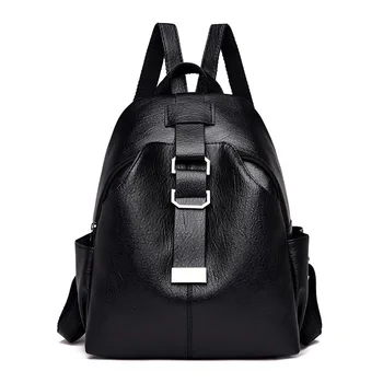 

Women's Backpack Leather Black Small Fashion High Quality Waterproof Soft Pu Back Pack Female 2020 Trend Women Bagpack