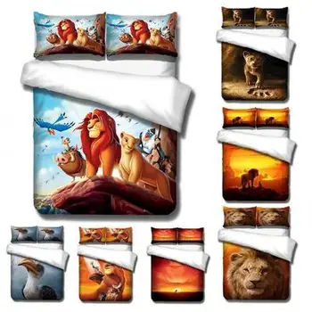

New Lion King Bedding Set Cartoon Character Printed Duvet Cover Set Children Bed Linen Twin Full Queen King Size Free Shipping